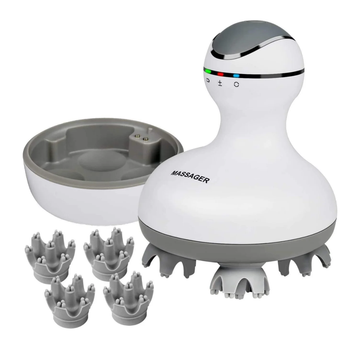 

Электрический массажер для головы и кожи головы, портативный массажер-чесалка с массажными узлами для разминания тканей, массажер для спины, плеч и икроножных мышц для расслабления