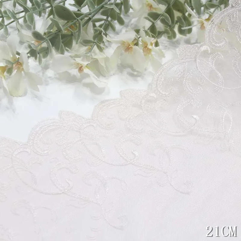 40Yards Embroidered Lace Trim Mesh Fabrics Accessories DIY Jewelry Material for Bra Underwear 21cm Wide