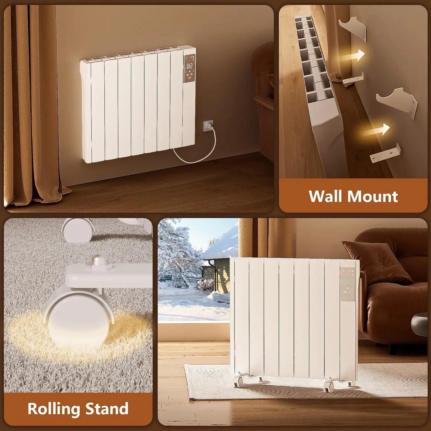 Heater-Wall Panel Heater-Electric Heater for Indoor Use, Quiet Fan-less Design, Energy Efficient Heating with R