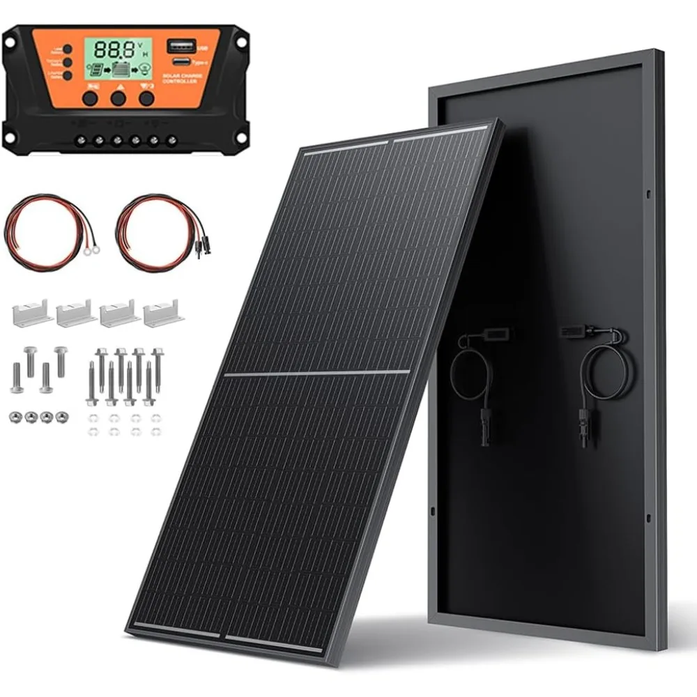 

200 Watt Solar Panels Kit, 30A PWM Charge Controller 12V 200W Solar Kit System, Monocrystalline PV Module for RV Home Rooftop Ca