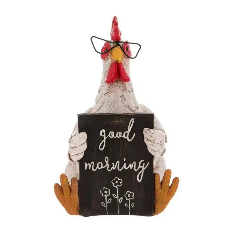 AT05-Funny Rooster Hen Resin Status Desktop Home Cute Rooster Hens Figurines Ornament Garden Accessories Gifts