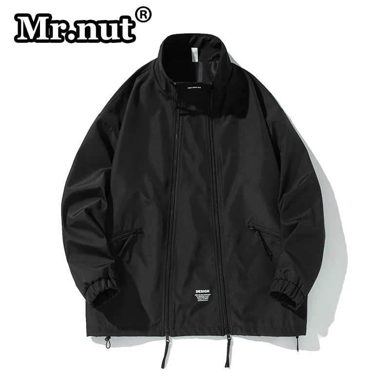 Mr.nut Fashion Trend Jacket Men\'s New Double Zipper Windproof Jackets Spring Autumn Loose Outdoors Tops Casual Unisex Overcoat