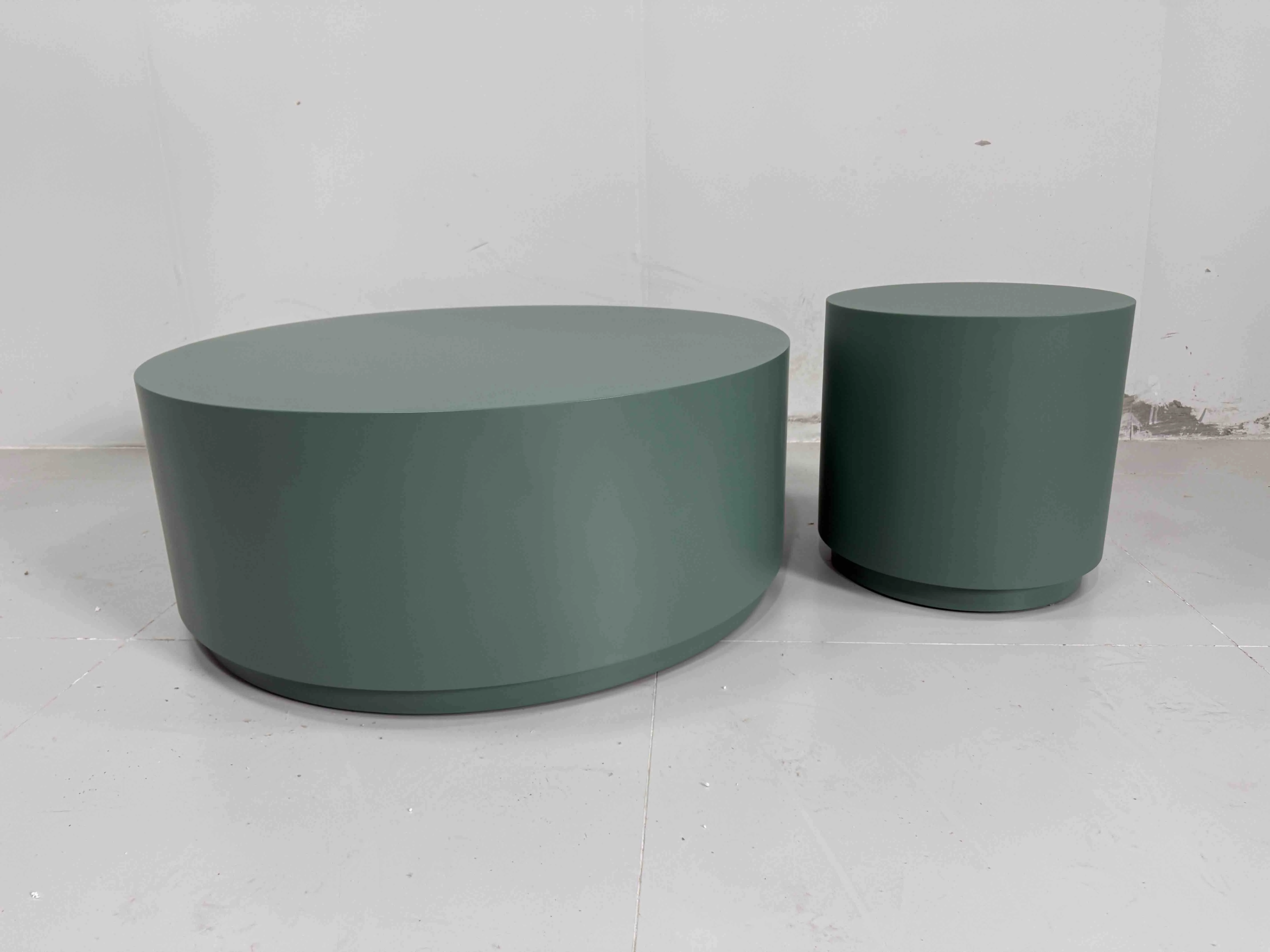 &Round Convertible Coffee Table Green Color Custom Size and Color Available Modern Wood Design for Living Room