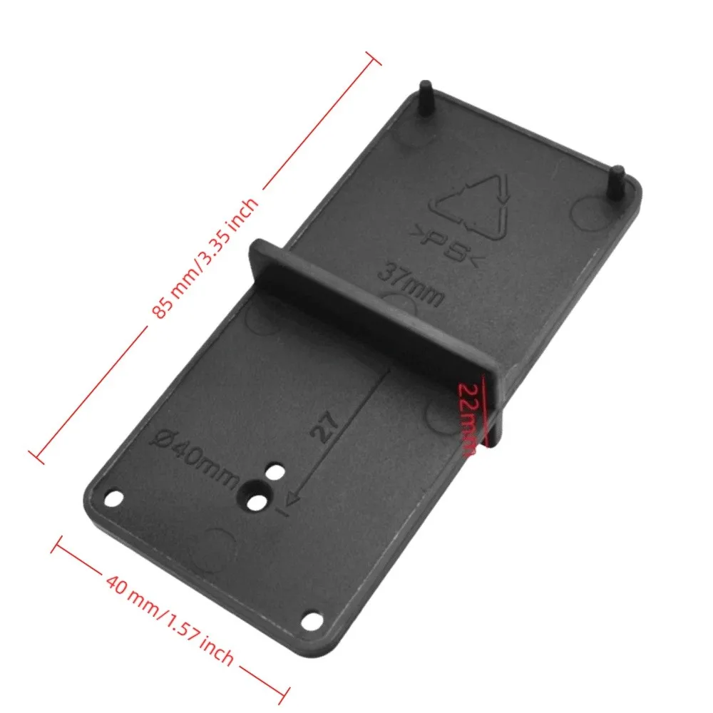2PCS Black Hinge Hole Locator 85x40mm Hinge Hole Opener Hole Positioner Plate Compact Pocket Size Cabinet Hinge Template