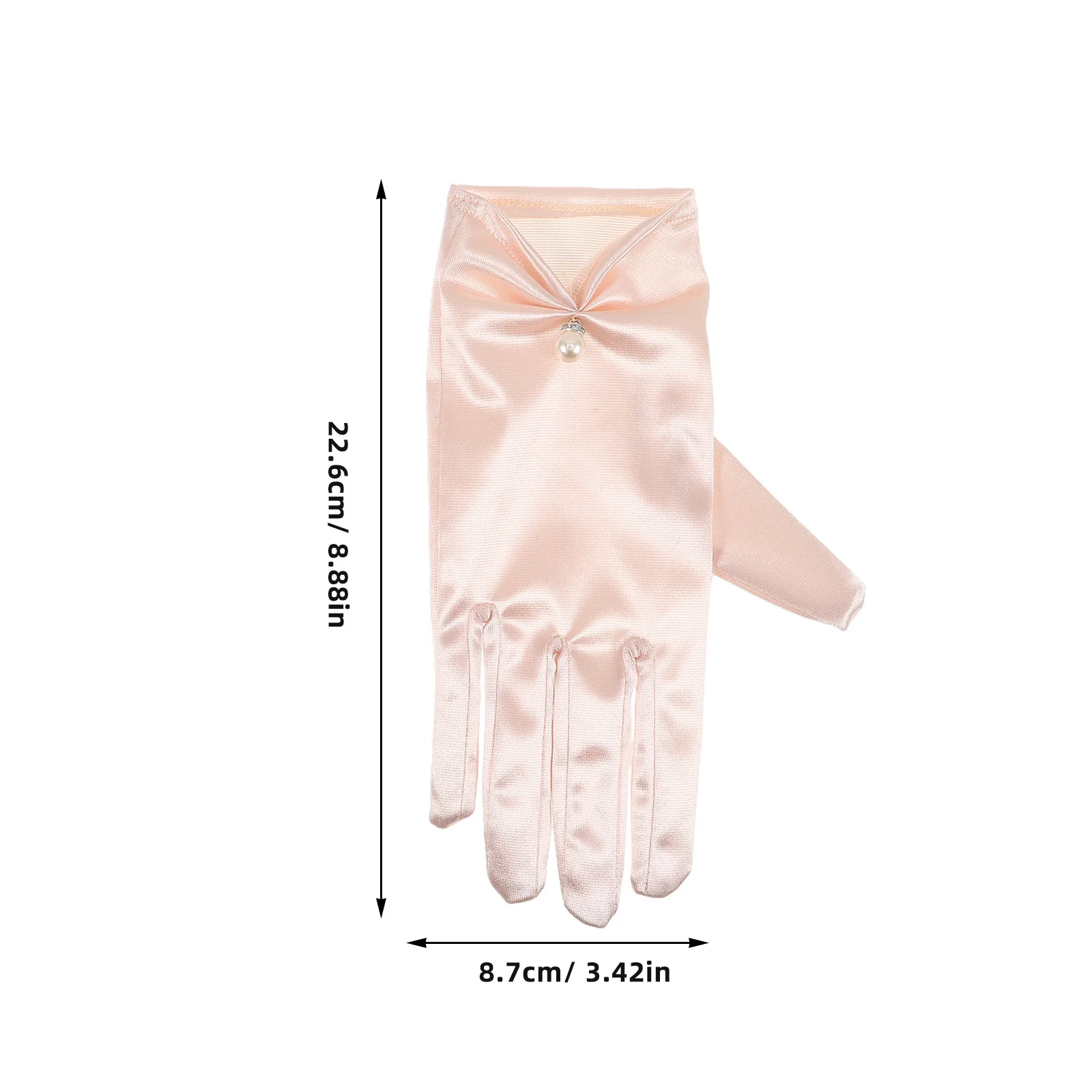 1 زوج قفازات العروس قصيرة الساتان اللؤلؤ مزين أنيقة حفل زفاف مأدبة رسمية فستان الإكسسوارات النساء قفازات الساتان قصيرة #6