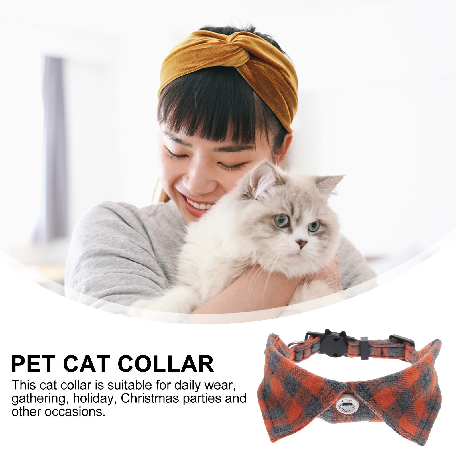 

Adjustable Cat Collar with Bell Breakaway Safety Buckle for Kitten Pet Neck Decorative Collars Cute Comfortable Party Wear