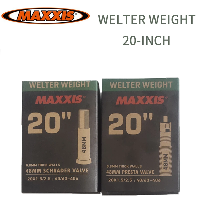 MAXXIS WELTER WEIGHT 0.8mm Thick 20-inch Inner Tube, AV/SV Nozzle: 48mm Long, Suitable For 1.5-2.5 Width Tires.