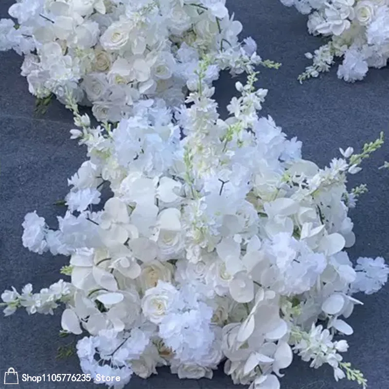 Künstliches Blau-Weißes Rosen-Blumenarrangement Hochzeitstisch-Mittelstück Hortensien-Delphinium-Bouquet Outdoor-Party-Bankett-Dekoration – Detail 3