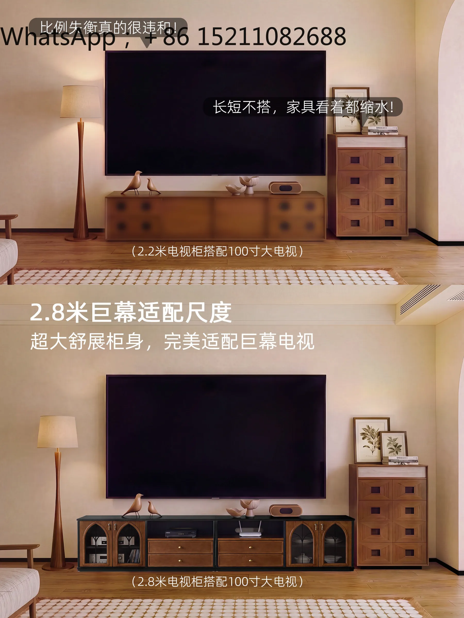 LLY large TV cabinet medium antique solid wood living room floor storage locker integrated cabinet