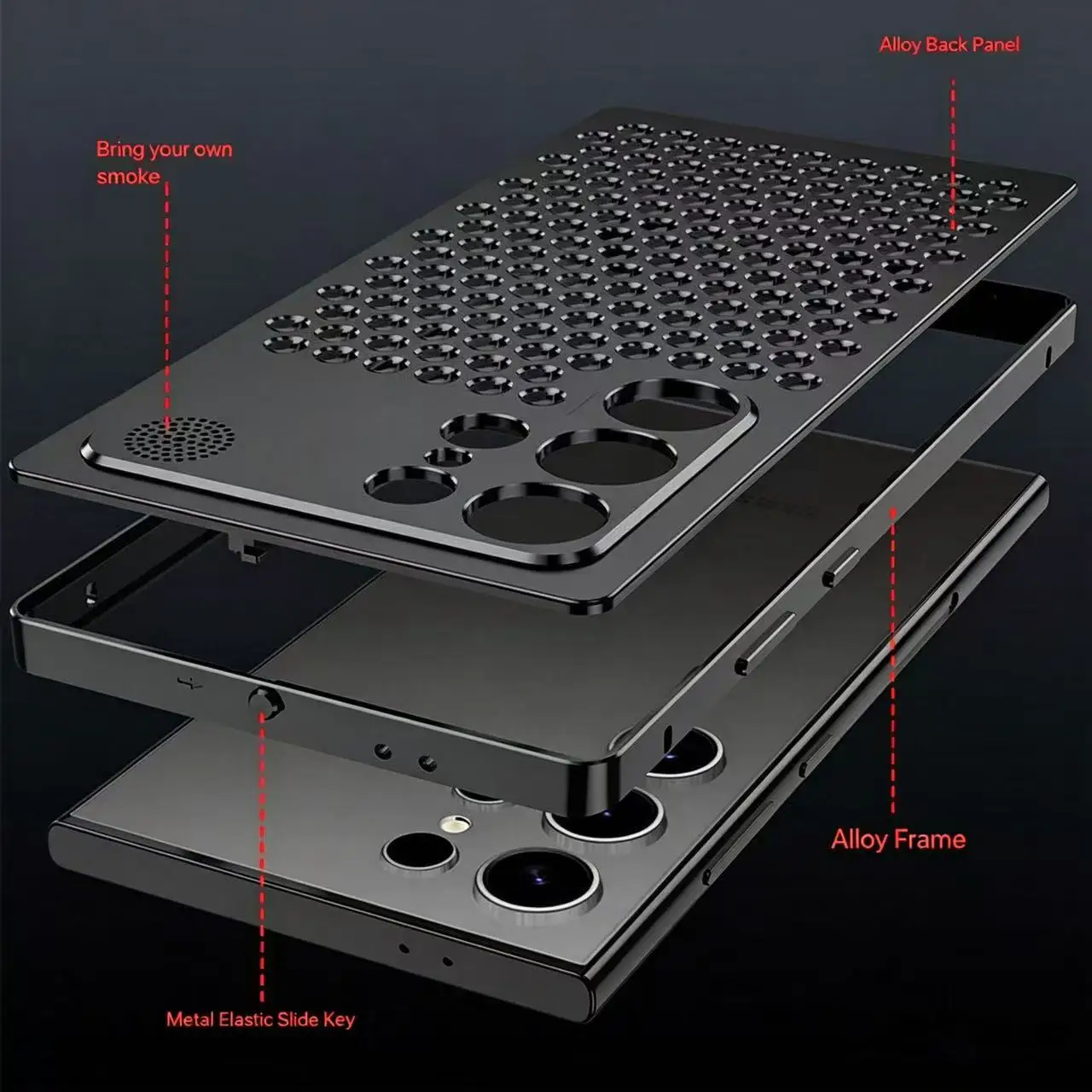 2-in-1 Metal Snap Fastener Phone Case for Samsung Galaxy S23 S24 S25 S26 Ultra Metal Breathable Back Cover Better Heat Dissipati