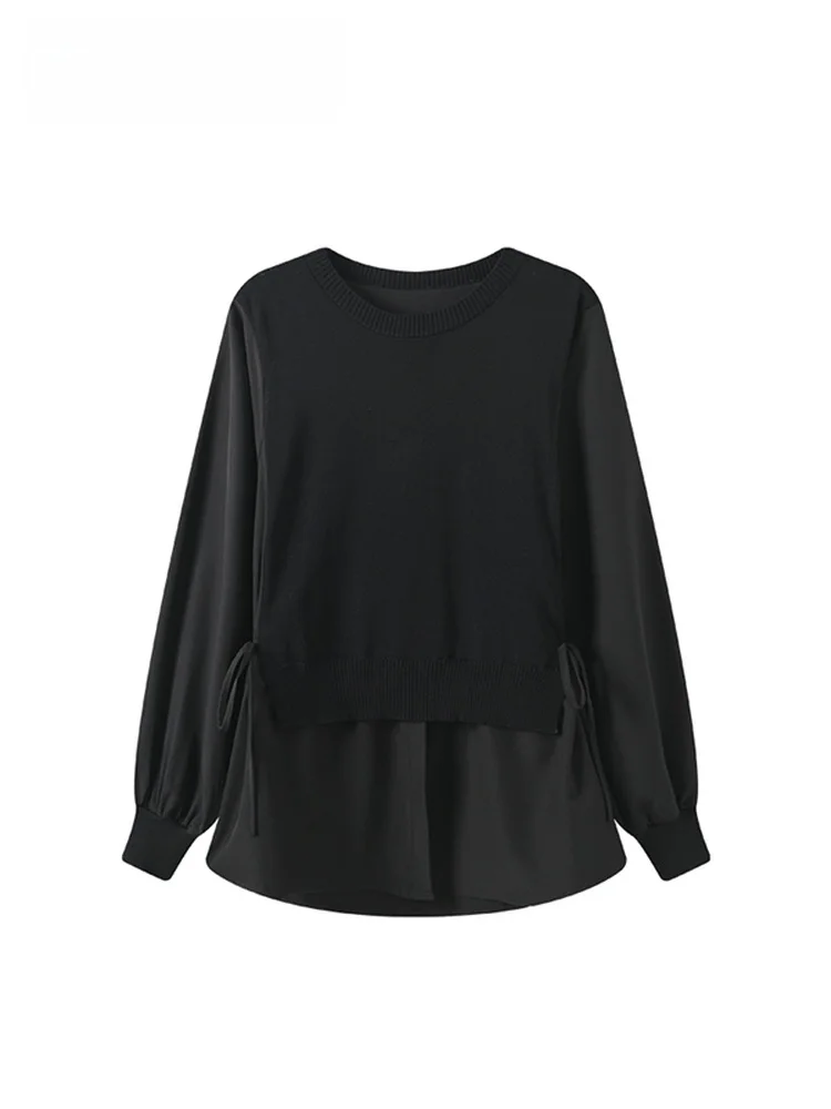 

Женская трикотажная кофта больших размеров с круглым вырезом и длинным рукавом, весенняя, модная, универсальная, в корейском стиле, свободного кроя, повседневная