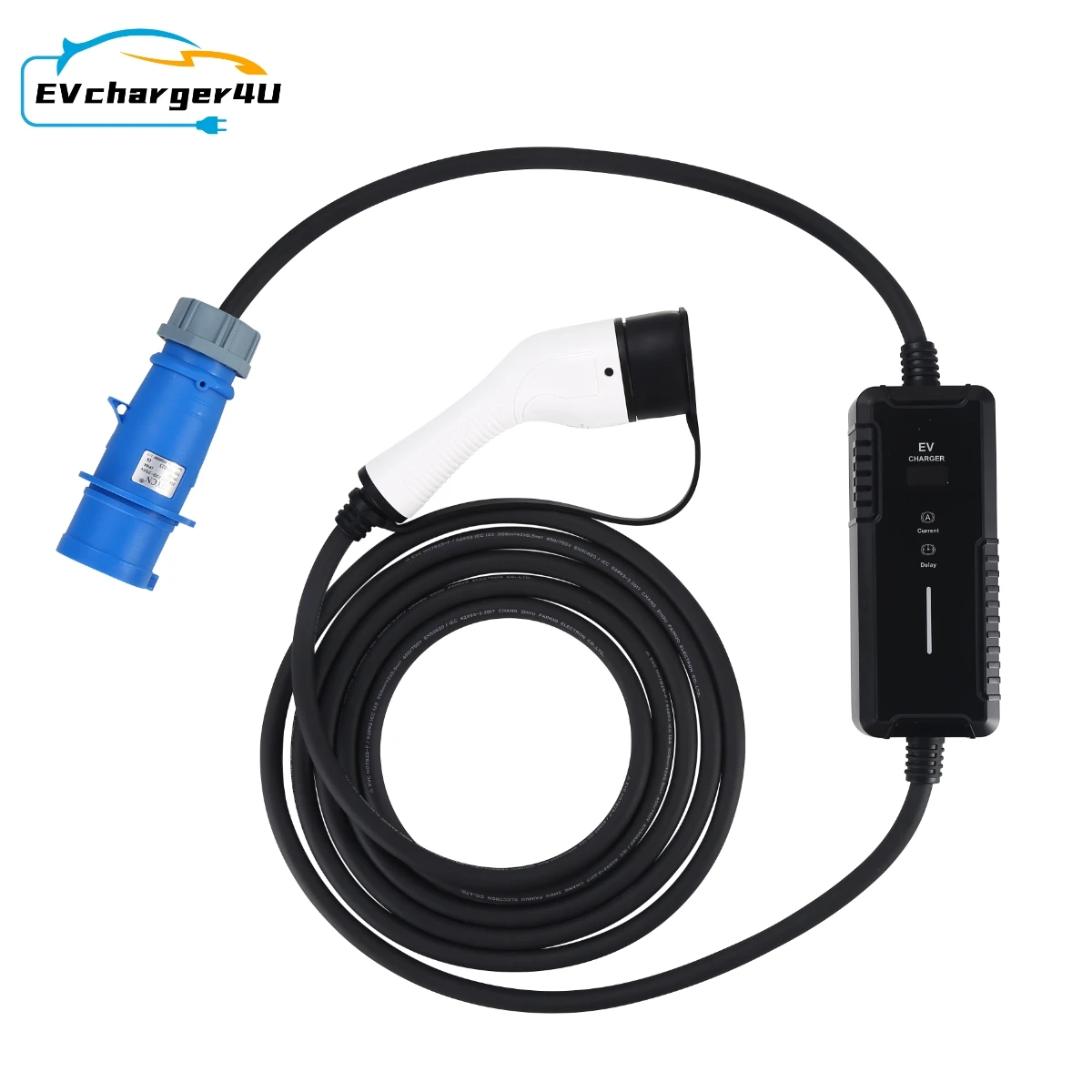 EVcharger4U CEE 32A 1 фаза 7 кВт Тип 2 портативное зарядное устройство для электромобилей IP65 IEC62196 TUV CE сертифицировано ESVE с 6A 8A 10A 13A