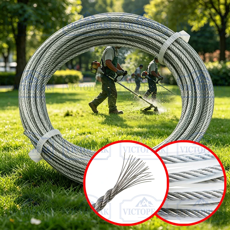 2,4mm*5m Stahldraht-Trimmerfaden Gartenwerkzeug-Zubehör Rasentrimmerkopf Ersatzfaden für Freischneider Rasenmäher
