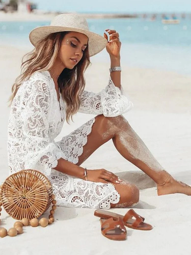 Long Sleeve Hollow Out Sexy Beach - Image 3
