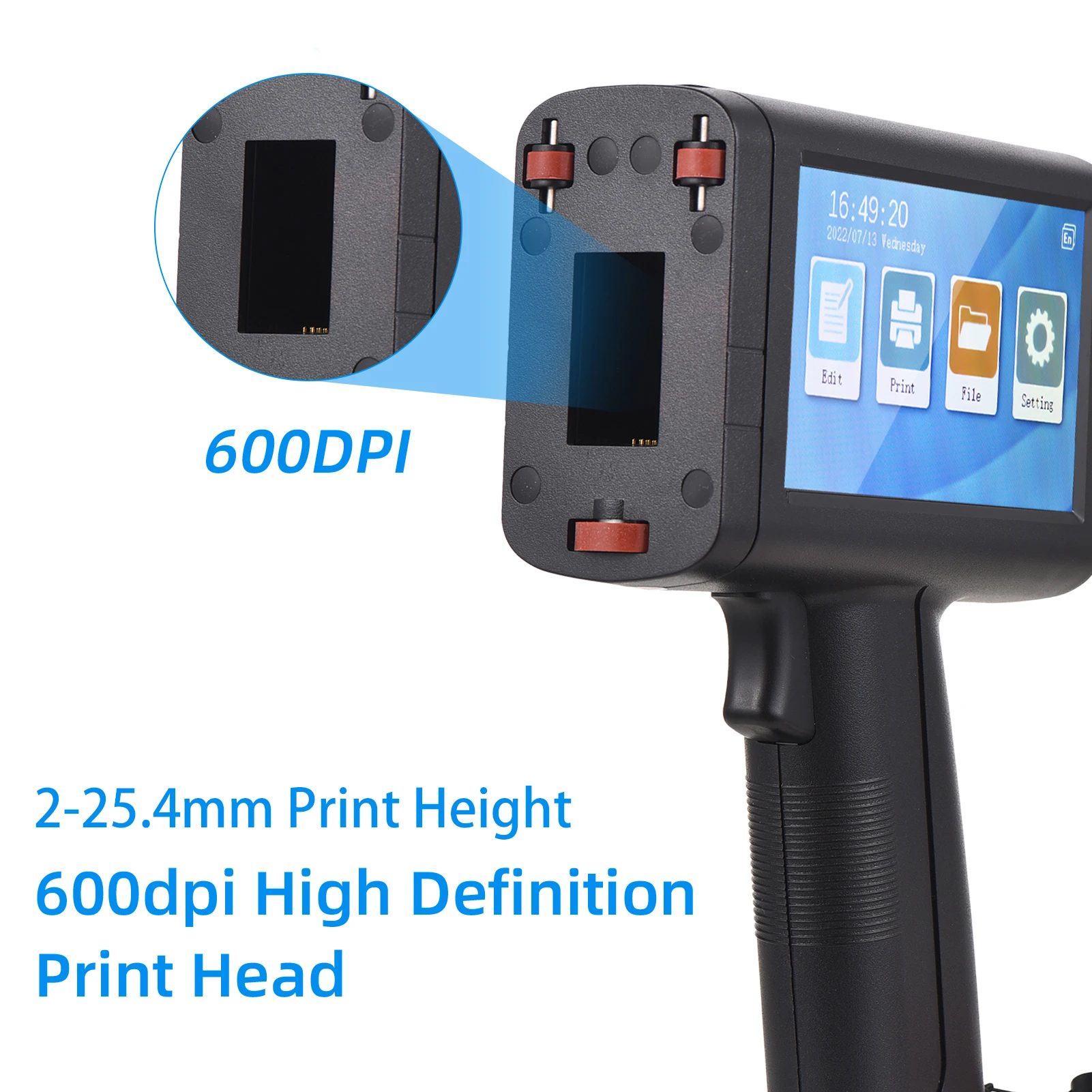 Inkjet Printer 600dpi High Definition Inkjet Code Printer With 4.3 Inch LED Touchscreen Quick Drying Ink Cartridge Label Printer