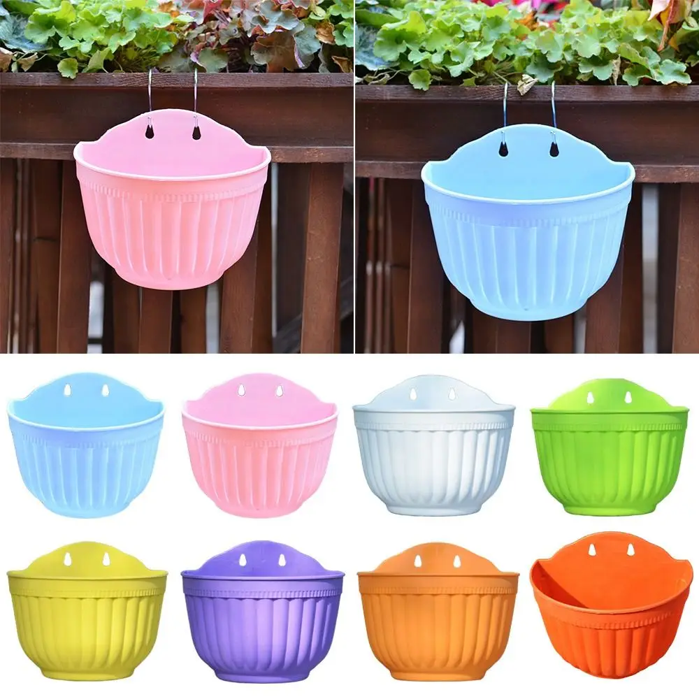 Durable Wall Mounted Flower Pot Colorful Semi-circular Succulent Hanging DIY Resin Pot Home Garden
