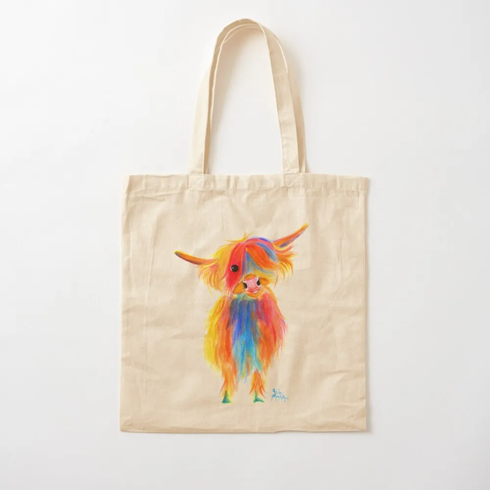 

Scottish Highland Cow PRiNT ' ANGEL ' by Shirley MacArthur Tote Bag Cloth bags sacs de shopping Canvas Tote Bag