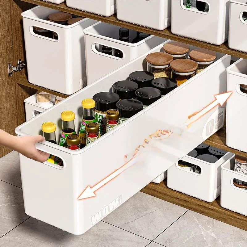 

Narrow Rectangular Plastic Storage Box Kitchen Cabinet Organizer Thin Model Desktop Storage Bin for Snas And Miscellaneous ...