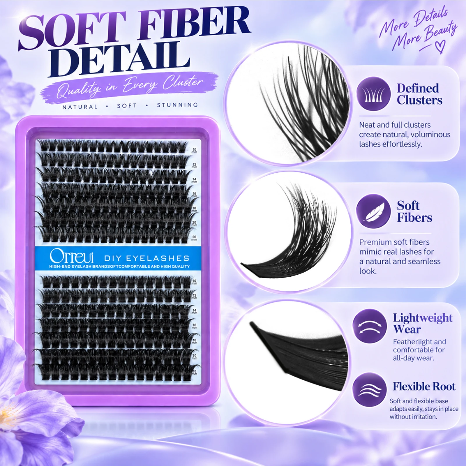 80D & 100D DIY Cluster Lashes Mixed Length 10-18mm Soft Fluffy Volume Individual False Eyelash Extensions Easy Pickup