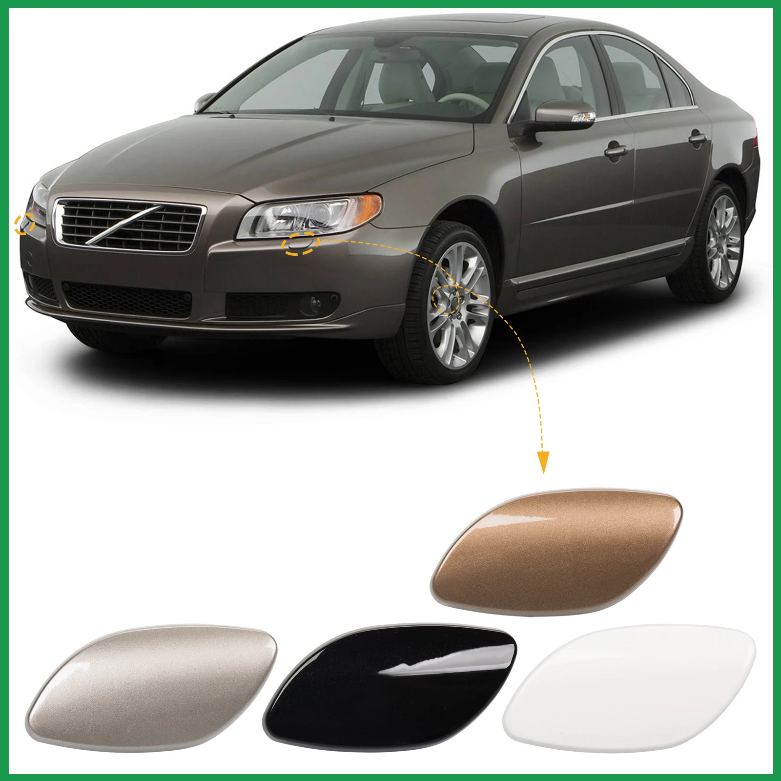 

Front Bumper Headlight Headlamp Washer Jet Spray Nozzle Cover Cap For VOLVO S80 2007-2013 39870059 39870060 Left Right