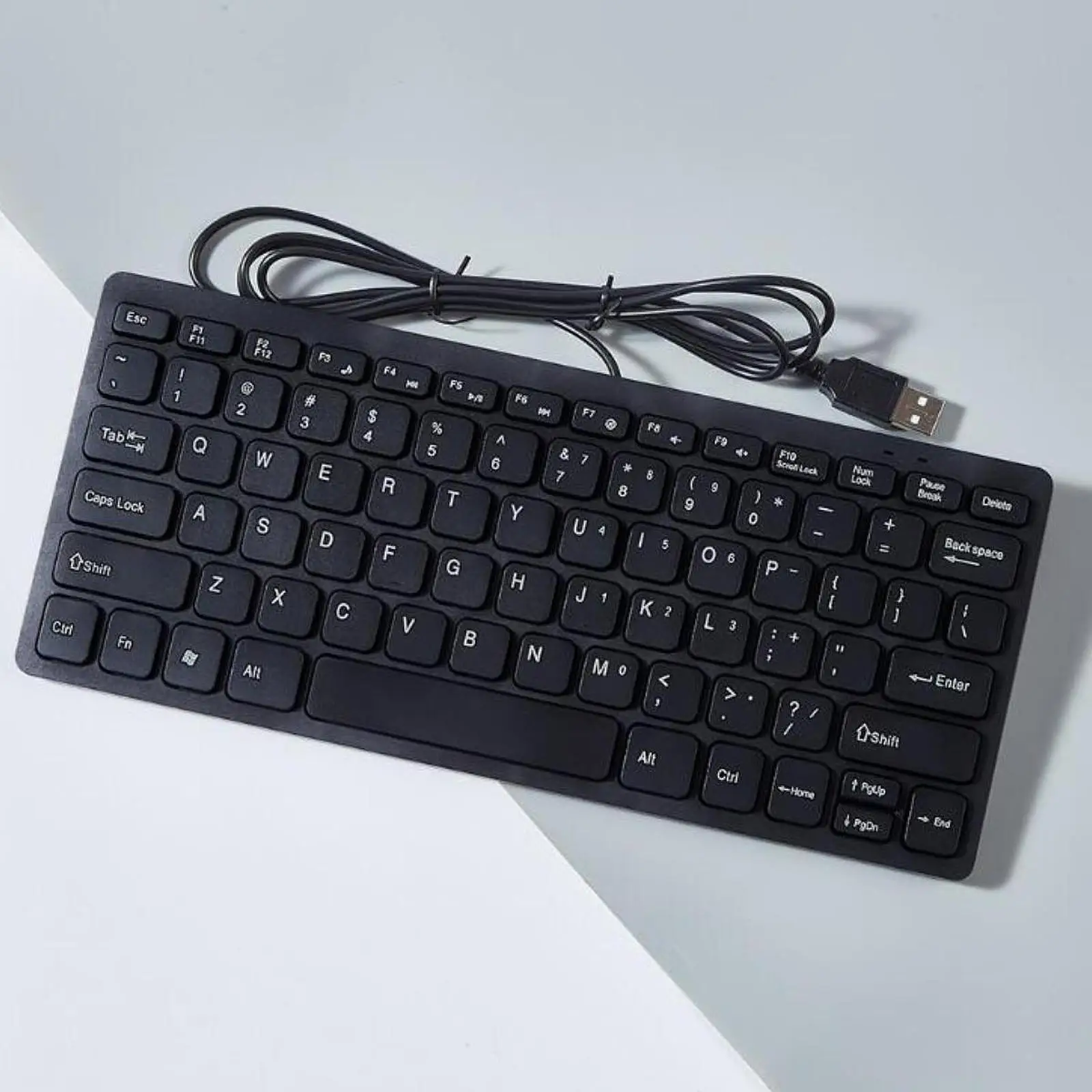 USB Wired Keyboard Practical Mini Ergonomic Design Silent Keystroke for Personal Computer Office Desktop Computer Home Laptop