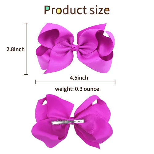 Imagen 2 del producto 40 unids/set 4,5 pulgadas dulce cinta de grogrén grande lazos pinzas para el cabello para niñas horquillas multicolores accesorios para el cabello