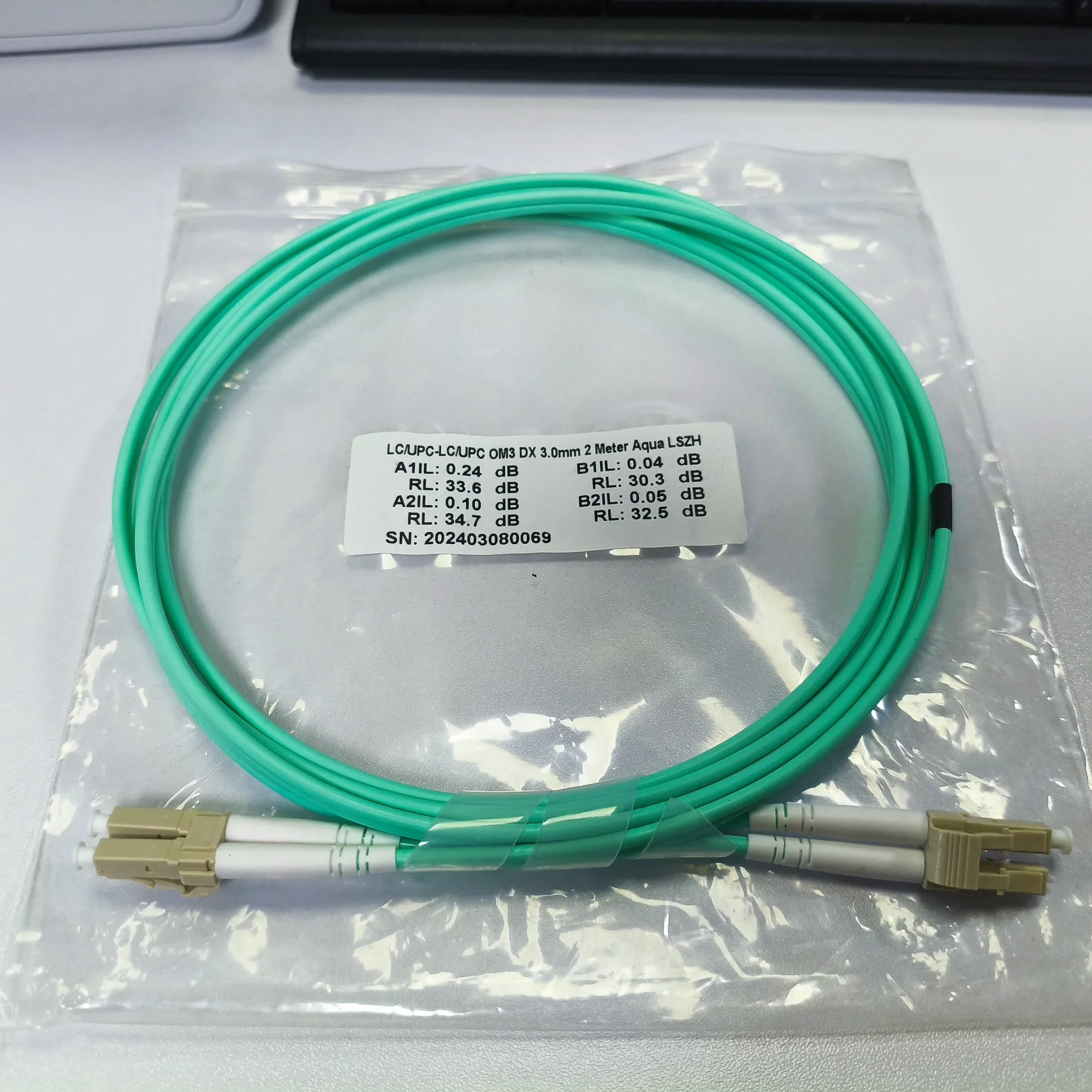 2M 10PCS LC/UPC-LC/UPC Duplex 3.0mm OM3 10Gb Fiber Optic Patchcord Aqua LSZH Jacketed Patch Cord Fiber Customizable