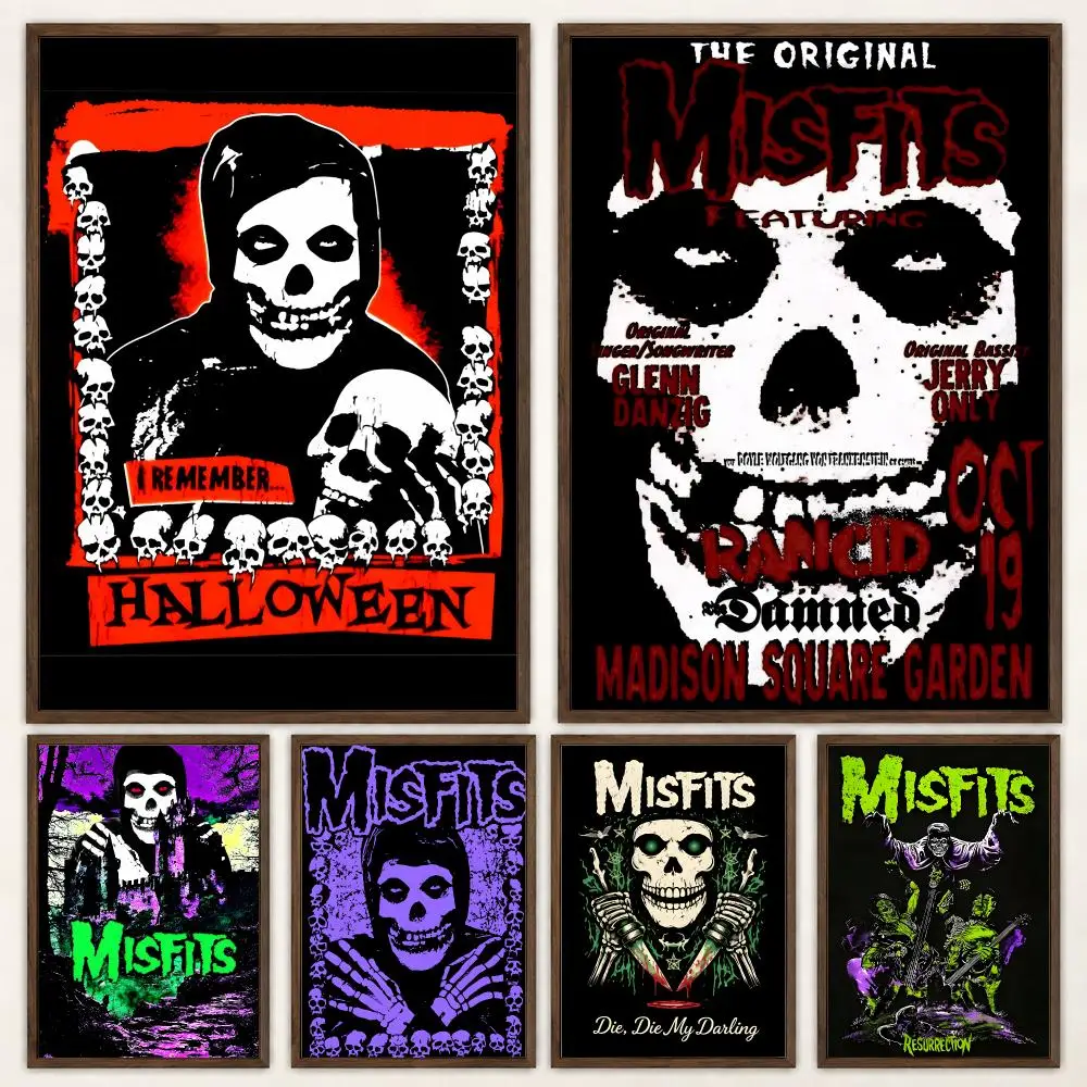 Legendary Horror Punk Band Misfits Poster Self‑Adhesive Waterproof Poster Sticker Wall Art Home Decor