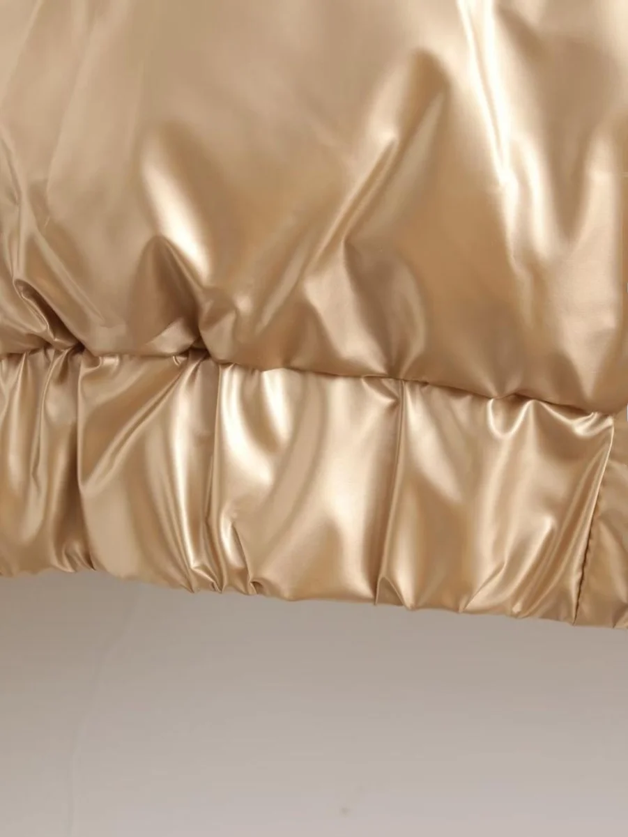 Champagnergold bemalte Layer Cotton Jaet Damen-Jacke aus handgefüllter Baumwolle Street Sle mit Reißverschluss und Reißverschluss