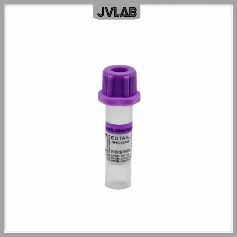 Tube de collecte de sang Micro stérile avec bouchon violet EDTAK2, Tube d'anticoagulation jetable pour animal ch 0.5ml 100/PK