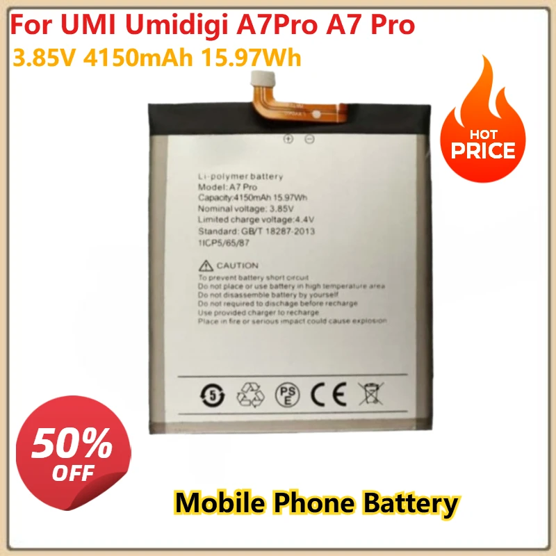 

High Quality Batteries For UMI Umidigi A7Pro A7 Pro Replacement Mobile Phone Battery 3.85V 4150mAh 15.97Wh