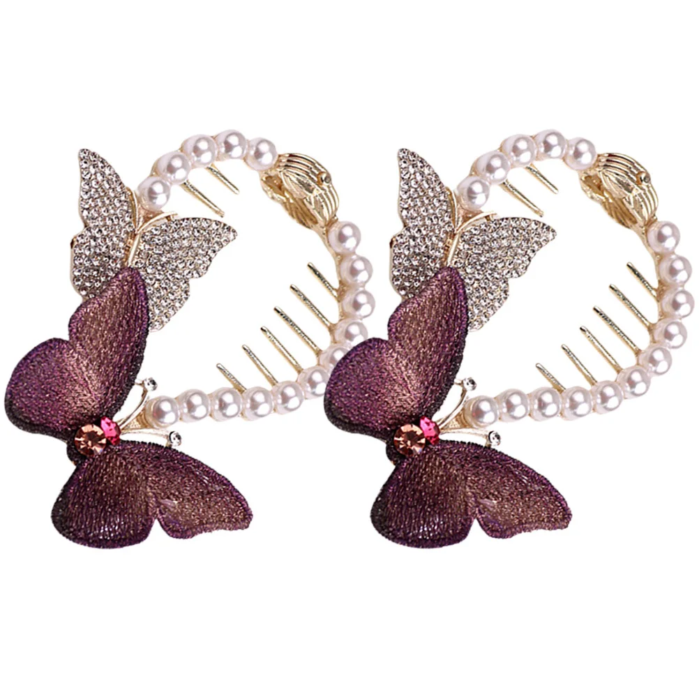 

2Pcs Hair Bun Holders Rhinestone Pearl Clips for Women Stylish Bun Cuff Ponytail Holder Elegant Hair Accessories Daily Wear