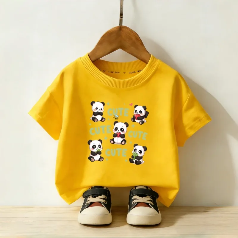 Children's T-shirt Cute Panda Printed New Personalized Parent-child Outfit Fashionable Casual Round Neck Daily Short Sleeved - view 5