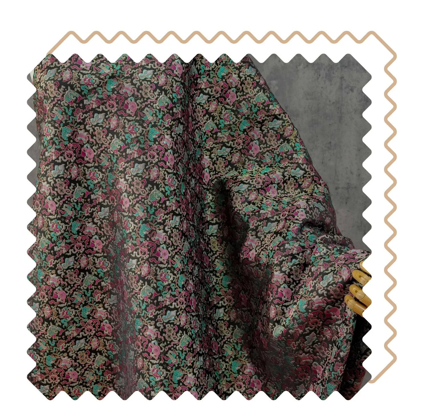 Brokat-Stoffe Jacquard-Damast Kleidermuster Jacquard-Nähmaterial für DIY Cheongsam-Kleid Damenstoff – Detail 4