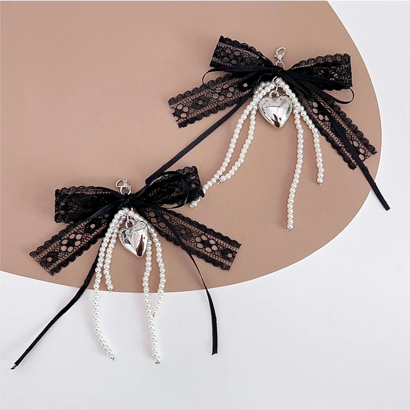1Pcs Fashion Lace Pearl Bow Shoelaces Charms Sneakers Decorative Pendant Love Shoe Chain Buckle Shoe Charm Accessories