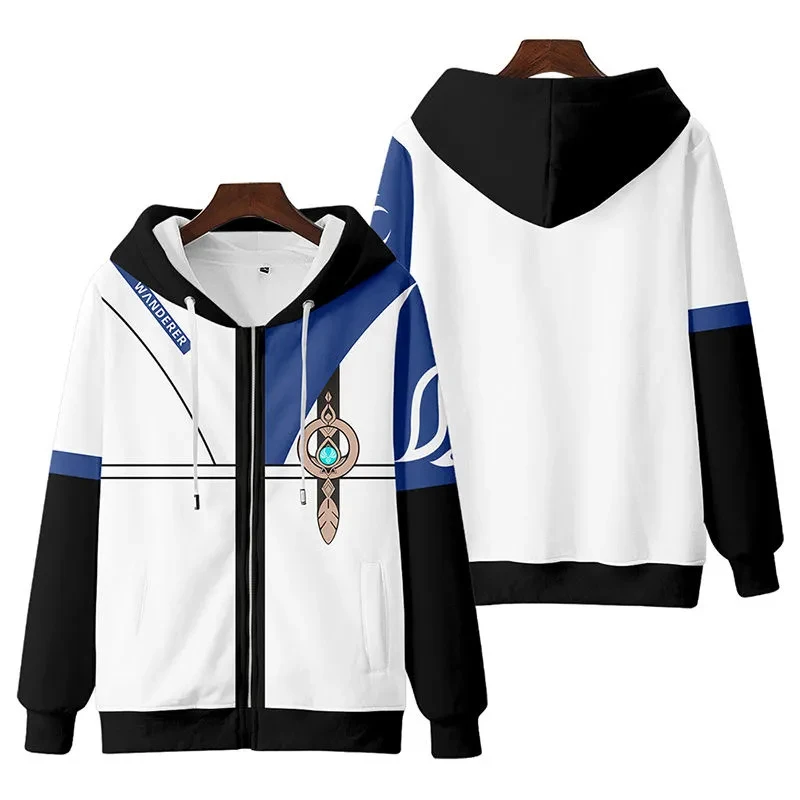 Nieuw Spel Genshin Impact Zwerver Cosplay Jas Scaramouche Kunikuzushi Unisex Jas Met Rits Balladeer Hoodies Pullover Kostuum