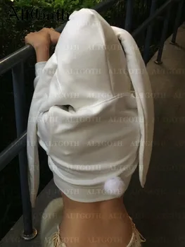 Sweat à capuche Kawaii Sweet Rabbit pour femme, sweat-shirt à manches longues, sweat à capuche Harajuku Street Y2K, pastel, esthétique gothique, oreilles mignonnes