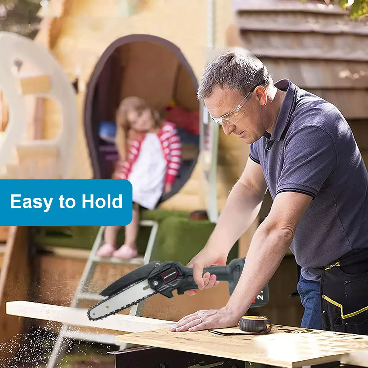 منشار كهربائي صغير 4000 وات 4&6 بوصة قاطع خشب منشار كهربائي بيد واحدة مع بطاريتين #6