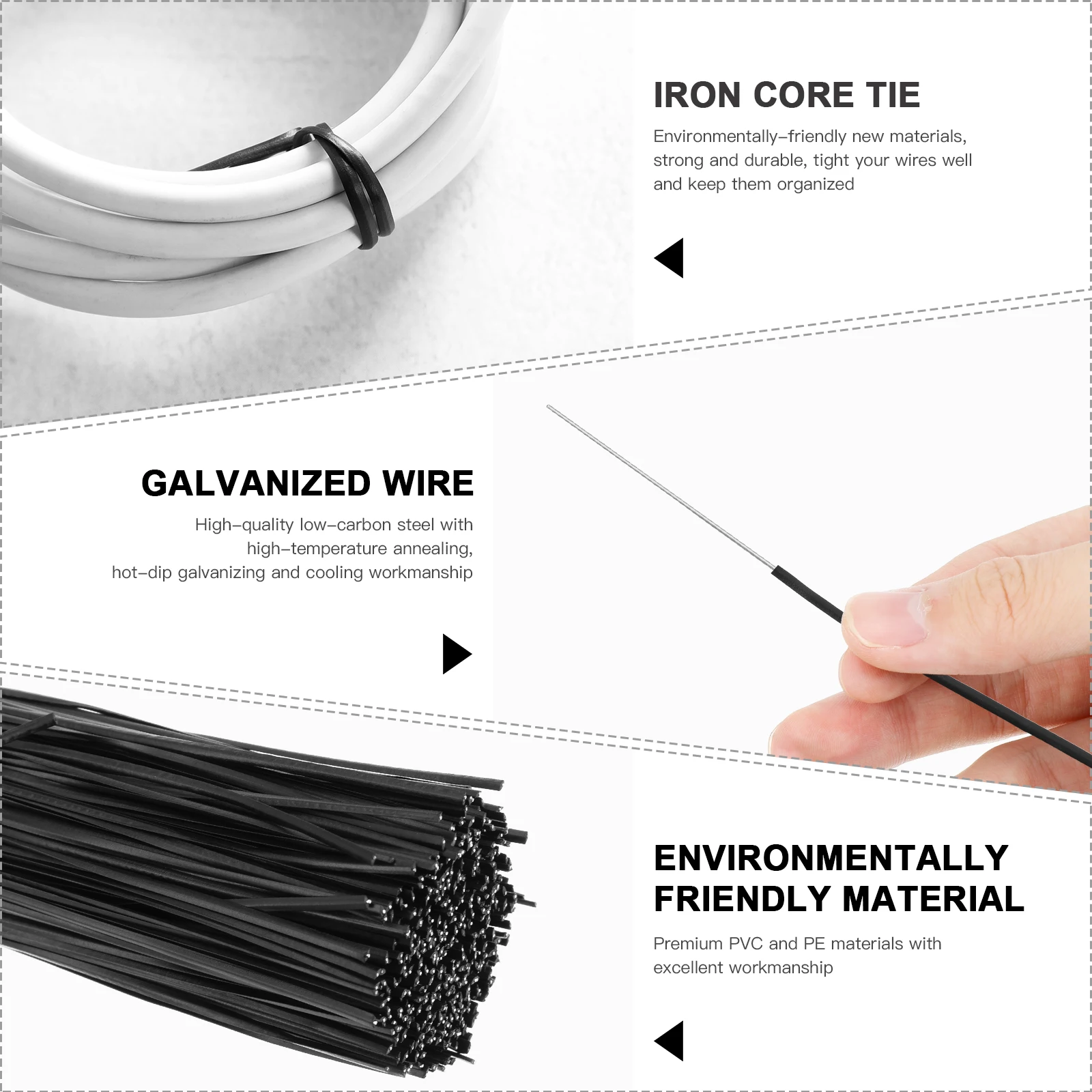 500 قطعة من ربطات الكابلات باللون الأسود مقاس 6 بوصة، ربطات منظم الأسلاك المرنة القابلة لإعادة الاستخدام لسلك طابعة شبكة الطاقة والبستنة #2