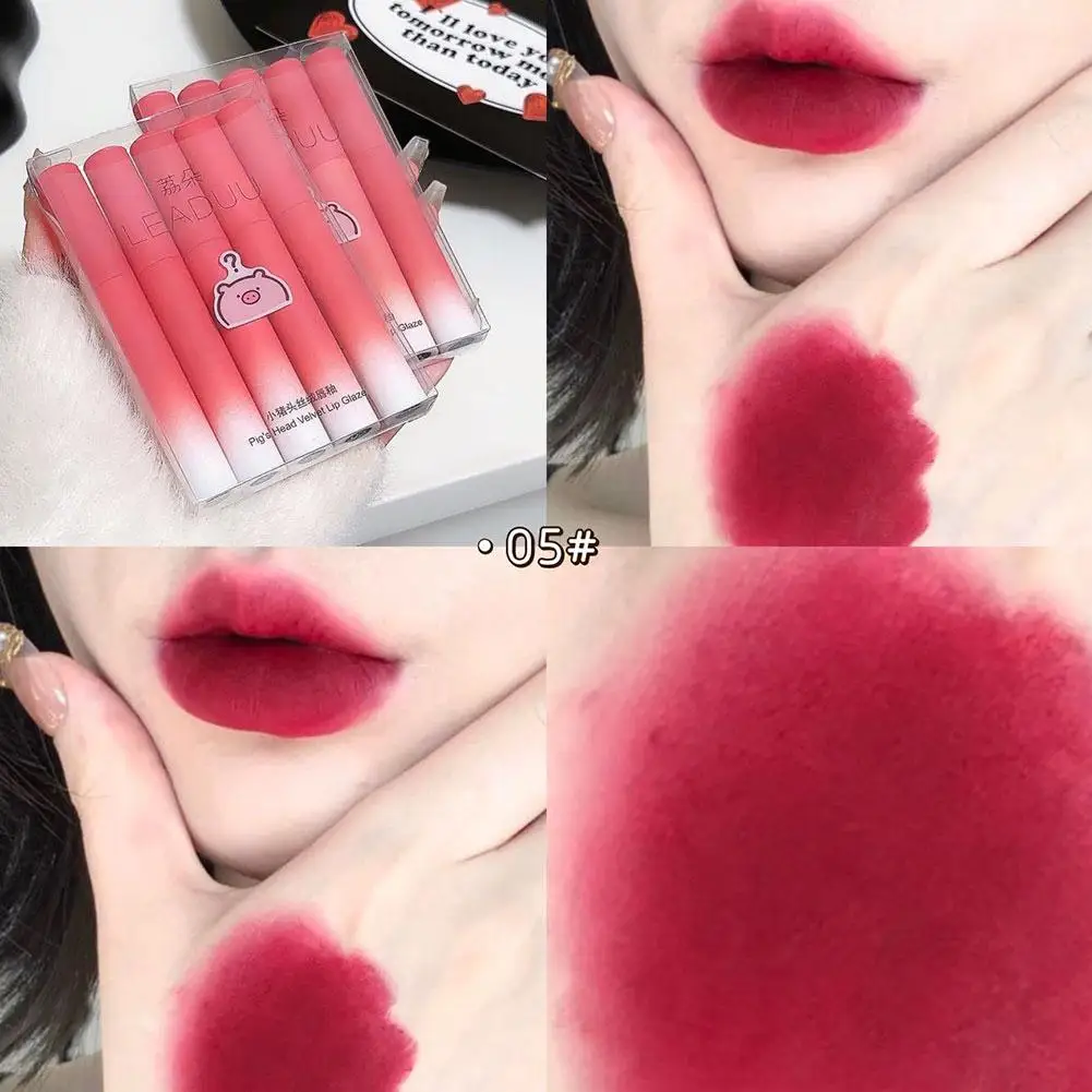Lipstick Lip Gloss Set Waterproof Non-Stick Cup Liquid Lip Lipstick Velvet Gloss Lipstick Not to Lip Lip Glaze Care Fade Ea J6J9