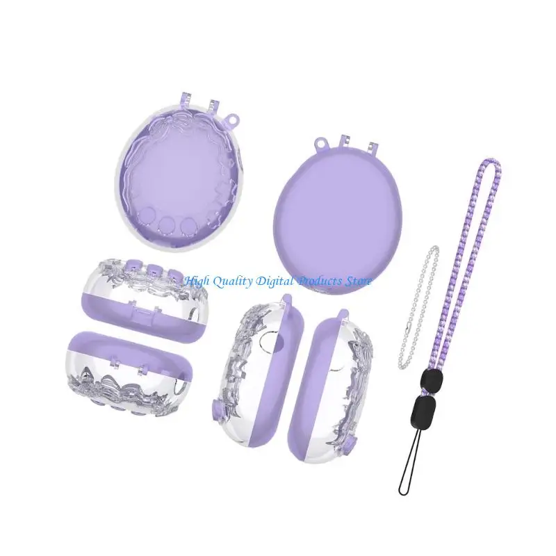 U2JE Handheld Virtual Pet Device Shell Case Accessory, Clear Front Frame with Wrist Lanyard and Ball Chain Set for Carry