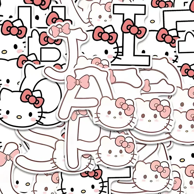 Carta dos desenhos animados adesivos para presente infantil, Olá Kitty, Sanrio, KT Cat, Decoração de bolsa, Acessórios DIY, bonito, 50pcs