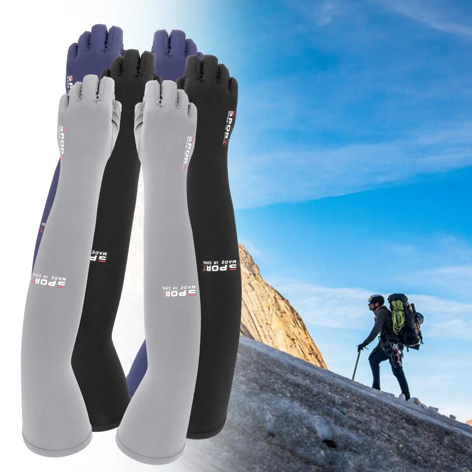 การบีบอัด Cooling sleeves up Fingerless ถุงมือ Camping Cuffs สําหรับขี่จักรยานเดินสวนพายเรือเด็ก