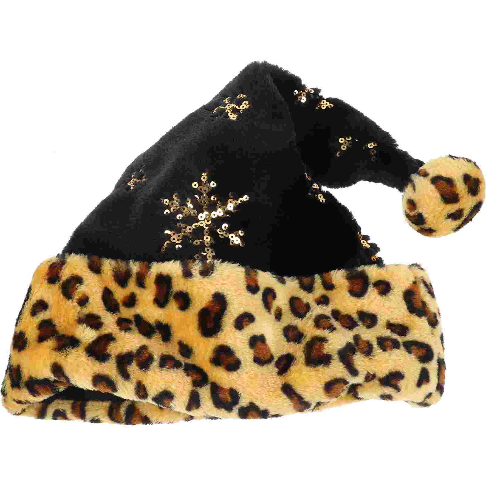 

Funny Hats for Adults Humor Leopard Print Christmas Halloween Decorate Plush Dad