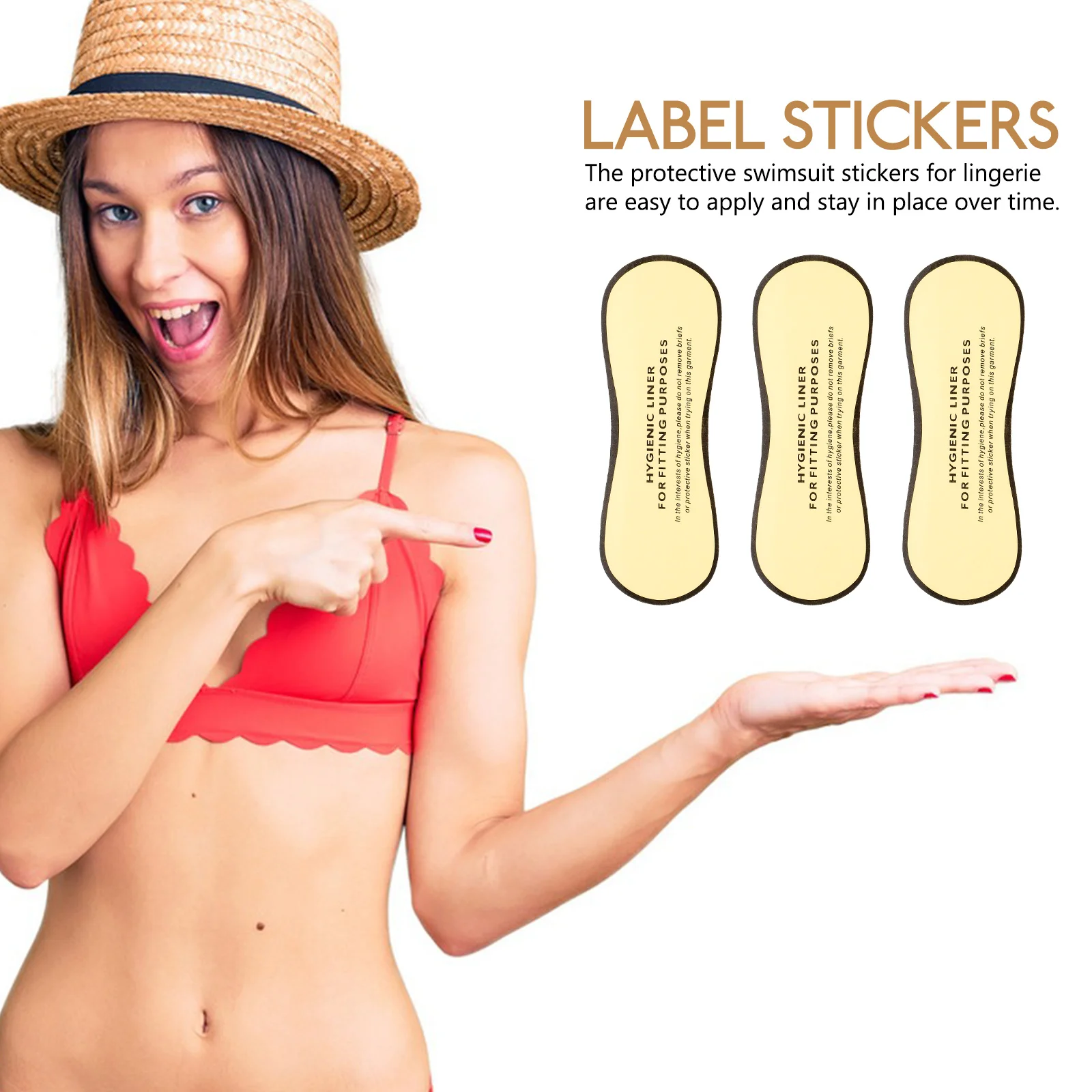 50 Pcs Hygienic Swimsuit Lingerie Sticker Labels Take Bath Private Pads Pvc Self-adhesive Liner