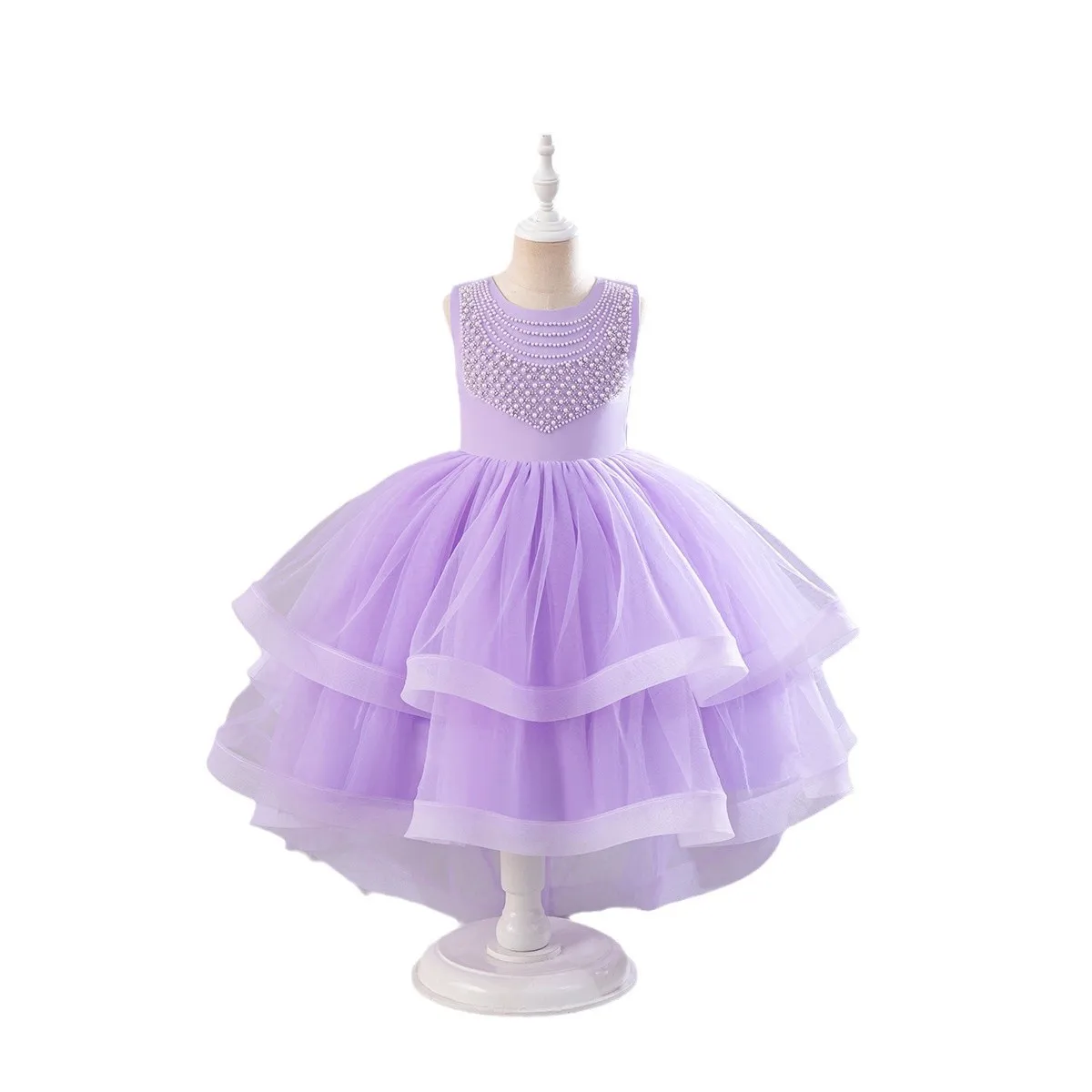 

Formal Kid Children Clothing Bead Mesh Flower Girl Dresses For Wedding Clothes First Communion Princess Baby Tutu Costume Dress