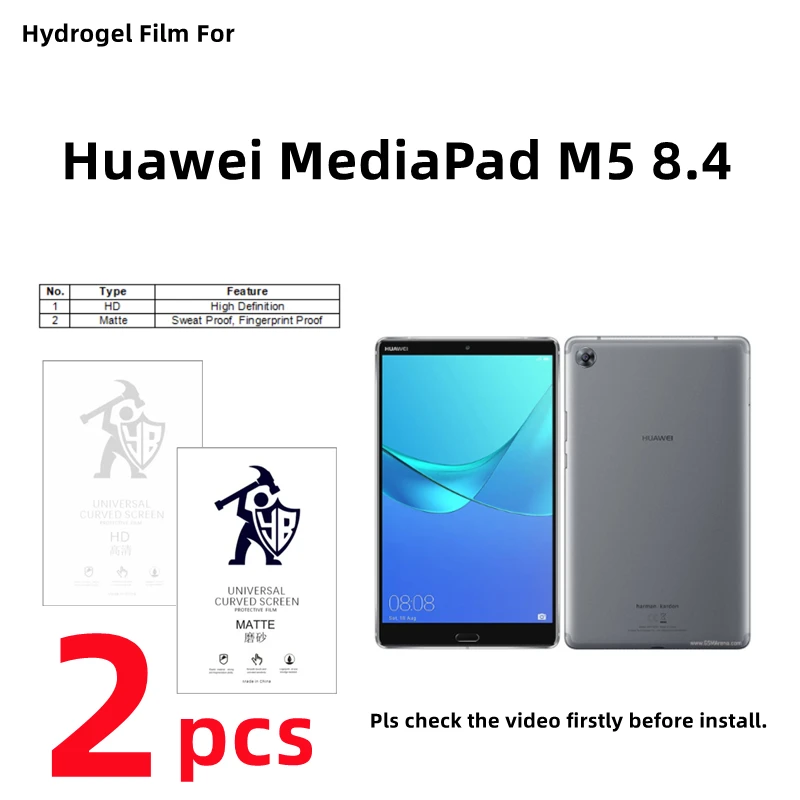 

Гидрогелевая пленка HD для Huawei MediaPad M5 8,4, 2 шт., матовая защитная пленка для экрана MediaPad M5 8,4 дюйма, прозрачная/матовая пленка с полным покрытием