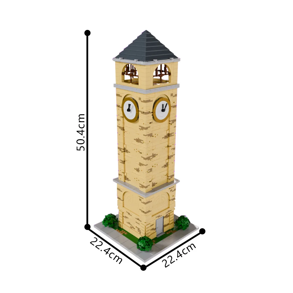MOC 200147 tours inclinées horloge tour blocs de construction ville rue vue Architecture modèle bricolage assemblé jouet pour enfants cadeau