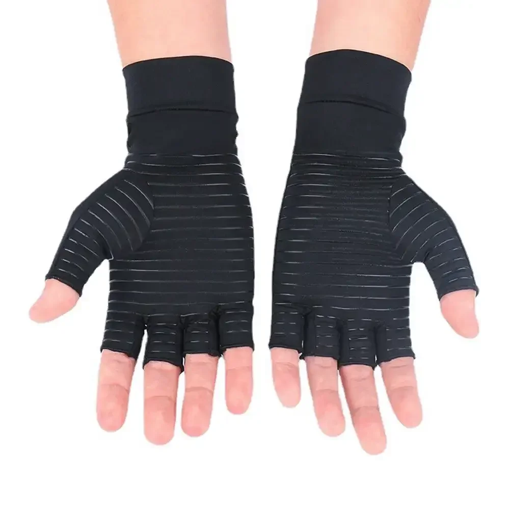 Gants de compression d'arthrite demi-doigts, fibre de cuivre ionique, gants de protection contre la pression, entraînement aux soins génitaux articulaires