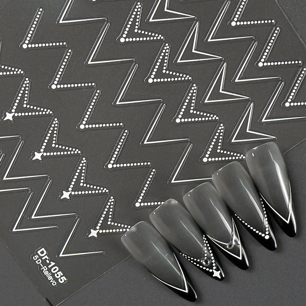 

5D Relief Nail Art Stickers V Shape Self-Adhesive Manicure Decorations for Women